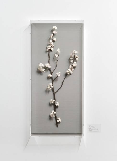 Bontarō Dokuyama, installation view, Synchronized Cherry Blossom, 2019. Uiro, cloth, wire, cherry tree. Copyright and courtesy artist, LEESAYA Gallery and Fountain